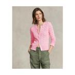 カーディガン ケーブルニット コットン クルーネック カーディガン レディース