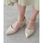 ショッピングラメ パンプス チャンキーヒール レース ラメ パーティー パンプス パーティー 結婚式 お呼ばれ オケージョン