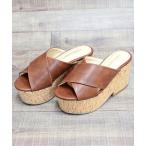 サンダル 厚底ウエッジソール クロスベルトサボサンダル レディース