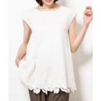 tシャツ 裾レーストリムAラインチュニック レディース