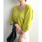 ニット Vネック5分丈ニットソー レディース