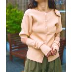ニット アームウォーマー付パフスリーブリブニット レディース