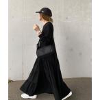 ワンピース ティアードロングフレアワンピース / スウェットワンピース ロング丈 カジュアル 長袖