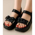 サンダル 厚底リボンダッドスポーツサンダル レディース
