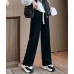 スラックス パンツ 裏起毛ロングワイドパンツ レディース