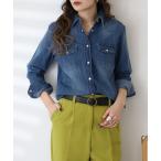 ショッピングウエスタン ブラウス シャツ atONE ウエスタンデニムシャツ ライトデニム 長袖 レディース