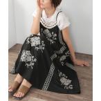 ワンピース ボタニカル刺繍キャミワンピース