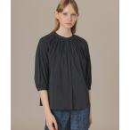 ブラウス シャツ コットンナイロンストレッチノーカラーブラウス レディース