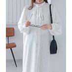 シャツワンピース 2way ドットプリント ボウタイリボンワンピース