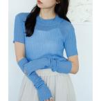 ニット セーター アームウォーマー付リブニット レディース