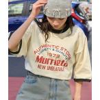 tシャツ ヴィンテージライクロゴデザイン ビッグシルエットリンガー半袖Tシャツ レディース メンズ