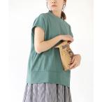 tシャツ フレンチスリーブ スタンドカラープルオーバー レディース