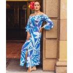  платье [Maunaloa]Ocean Blue Birdtiaretapa рукав One-piece 