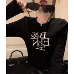 tシャツ BACロゴレタリングスリムラインＴシャツ レディース