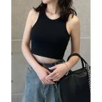 タンクトップ ノースリーブ 「神山まりあさん着用」コットンリブカップ付きアメスリショート丈タンクトップ レディース