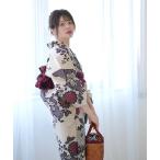 ショッピング浴衣 浴衣 手染め注染浴衣3点セット utatane×注染工房 先染めベージュにえんじの菊 レディース