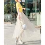 スカート スパンコールチュールスカート