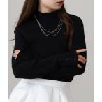 ニット セーター atONE メロウ襟タートルネックリブニット レディース