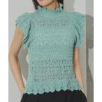 tシャツ Tシャツ 前後2WAY/フリルニットノースリーブトップス