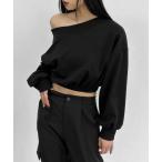 tシャツ 「LVEU.」オフショルダークロップドスウェット / トップス スウェット 長袖 カットソー オフショル オフショルダー クロップド ショー