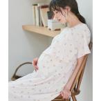 マタニティ 吸汗速乾 フルーツプリント半袖カットソーワンピースパジャマ 産前産後対応 マタニティ＆授乳服ルームウェア