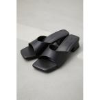 サンダル FAUX LEATHER LOW HEEL SANDALS/フェイクレザーローヒールサンダル レディース