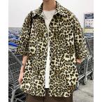 シャツ ブラウス レオパード柄ビッグシルエット半袖シャツ