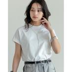 tシャツ Tシャツ レディース 「接触冷感」「UVカット」モックネックフレンチスリーブTシャツ