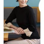 ニット セーター カフス袖パールボタンボートネックニット レディース