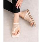 サンダル メッシュトングフラットサンダル レディース