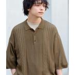 ポロシャツ ケーブルラインビッグニットポロシャツ メンズ レディース