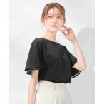 tシャツ シルケット素材袖シフォン使いトップス レディース