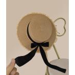 帽子 ハット リボン飾り編みハット