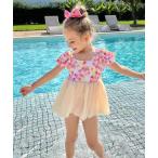 水着 キッズ フラワー柄 チュール ワンピース 水着 キッズ 子供 女の子
