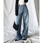 ジーンズ デニム デニムパンツ 「 選べる４サイズ ／２カラー 」ツーポケットハイウエストルーズロングデニム レディース