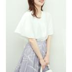 シャツ ブラウス ちびパール釦フレア袖ブラウス