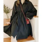 シャツワンピース ボリュームスリーブ チュニック シャツワンピース