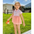 水着 キッズ フラワー柄 チャイナ チュール ワンピース 水着 キッズ 子供 女の子