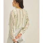 ブラウス シャツ 「手洗い可能」前後 2WAY シアー ストライプ ブラウス レディース