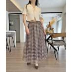 スカート ギンガムチェックチュールフレアスカート