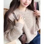 ニット セーター ざっくり畦編みMIXヤーンニットプルオーバー レディース