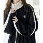 トレーナー スウェット 「Javaジャバコラボ」大人スポーティ!ロゴ刺繍 フリーストオーバーサイズラックジャケット レディース