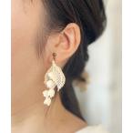 イヤリング スズランと葉っぱレースのイヤリング レディース