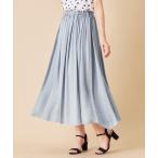 スカート サテン素材ギャザーフレアースカート