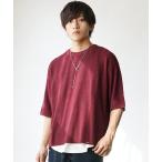 セーター ニット 「MinoriTY」ビッグシルエットサマーニット クルーネック 5分袖/半袖 夏服 秋服  メンズ 無地 Tシャツ メンズ レディー