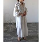 ワンピース リネンライクボリュームスリーブワンピース レディース