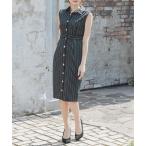 シャツワンピース ストライプ柄タイトシャツワンピース/23071