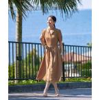 シャツワンピース 「洗える」開襟シャツワンピース