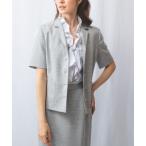 ジャケット テーラードジャケット 「セットアップスーツ対応」麻調ツイル半袖ジャケット レディース