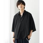シャツ 「MinoriTY」とろみ素材ドルマンスリーブ半袖シャツ オーバーサイズ メンズ 無地 夏服 メンズ レディース